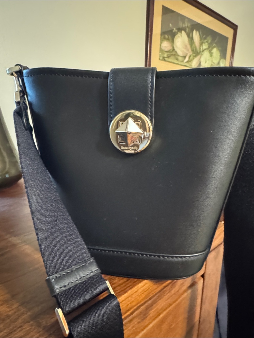 Kate Spade Black Leather Crossbody Bucket Bag - in like new condition!